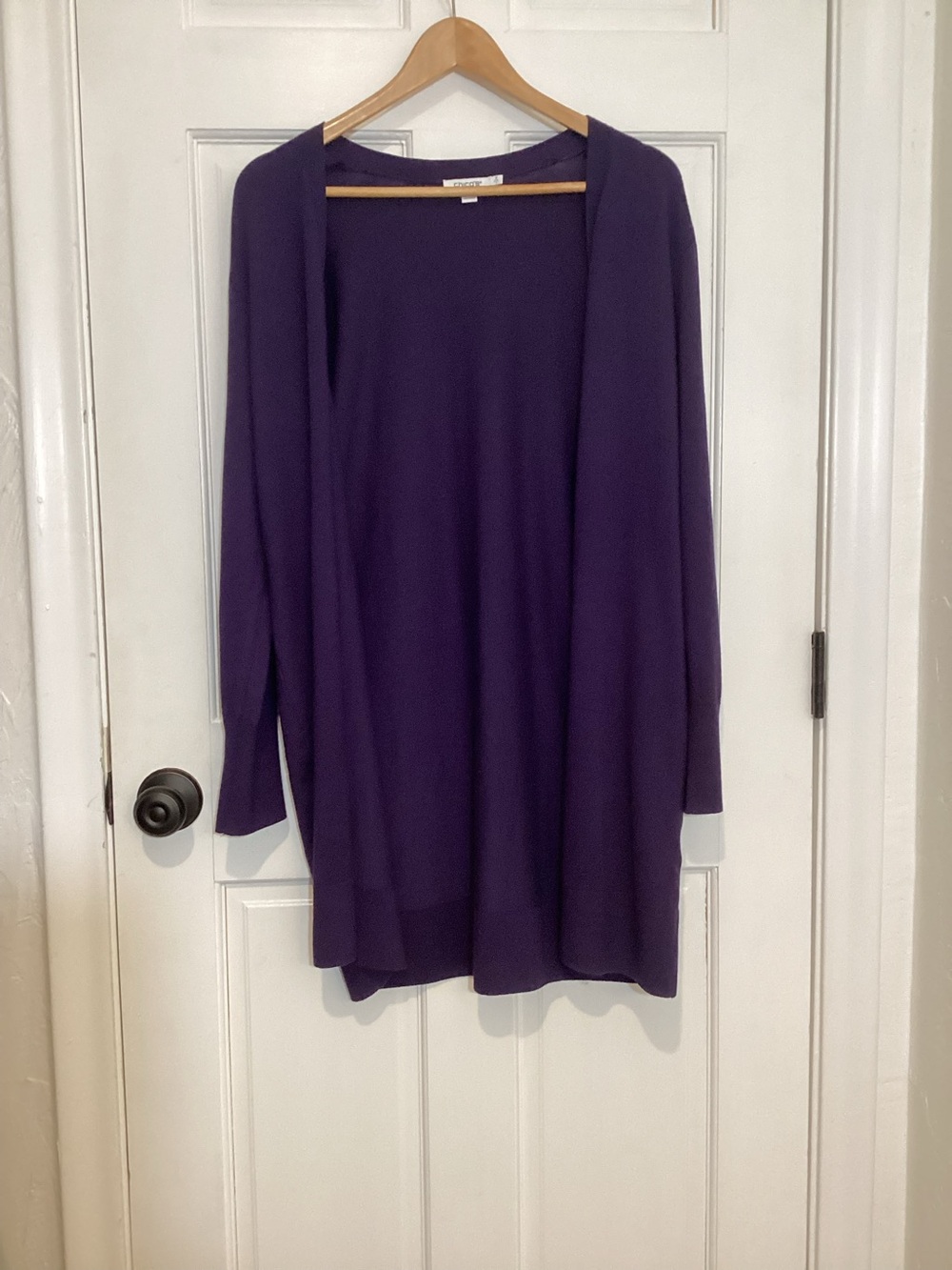 Chico’s Purple Open Front Cardigan studded cuffs size L